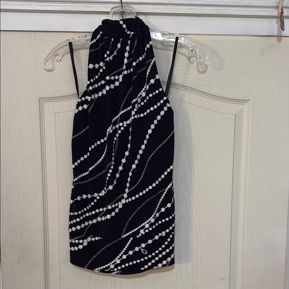 White House Black Market Black and White Patterned Top